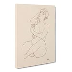 Study Of A Naked Woman Vol.3 By Egon Schiele Classic Painting Canvas Wall Art Print Ready to Hang, Framed Picture for Living Room Bedroom Home Office Décor, 24x16 Inch (60x40 cm)