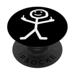 Stickman Doigt du majeur Silhouette drôle de blague méchant fête PopSockets PopGrip Adhésif