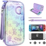 Pochette De Transport Compatible Avec Nintendo Switch Oled,10 En 1 Étui Rigide De Housse Avec Poignée, Coque Switch Pour Accessoire Protection & Console Pour Cadeaux De Noël Filles(Violet)