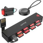 Switch Lecteur De Cartes De Jeu Avec Télécommande Sans Fil Switching,8-En-1 Switch Porte-Jeux Pour Nintendo Switch/Switch Console Oled Et Dock (4 Pour Le Jeu+4 Pour Le Rangement)