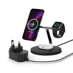 Belkin MagSafe 3 in 1 Wireless Charging Station, 15W iPhone and Apple Watch Fast Wireless Charger, AirPods Charging Station for iPhone 15, 14, 13, 12 Series, Apple Watch 9, 8, 7, SE, Ultra - Black