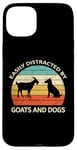 Coque pour iPhone 15 Plus Retro Pet Dogs Goats Lover Easily Distracted By Dogs & Goats