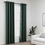 Linen-Look Blackout Curtains with Grommets 2pcs Green 140x245cm vidaXL