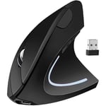 Ergonomisk mus, vertikal trådlös datormus 2,4G med bärbar, sladdlös, tyst ergonomisk mus uppladdningsbar och USB-mottagare, 3 justerbar DPI