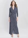 Gina Bacconi Jackie Jersey Wrap Maxi Dress, Dark Navy/White