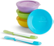 Plastic Baby Feeding Bowls & Spoons Dishwasher Safe - 4 Bowl & 2 Spoon Set