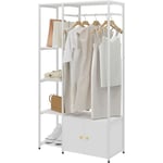 Porte-vêtements sur pied avec armoire de rangement pour chambre à coucher, entrée, blanc, 10JYBJCR02WW - Soges