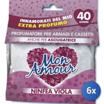 6x Felce Azzurra Mon Amour Sachets Parfumé Nénuphar Violet Fabriqué en Italie