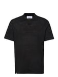 Emmanuel Polo Knit Tops Knitwear Short Sleeve Knitted Polos Black Les Deux