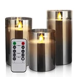 Bougies a Led, Yming Lot de 3 Bougies Led Flamme Vacillante, 300 Heures Bougie Sans Flamme Avec Fonction Télécommande & Minuterie Décoration D'ambiance Intérieure Extérieure pour Noël, Mariage, Fête