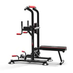 MYMGG Power Tower, Pull Up Bar Dip Station with Dumbbell Sit Up Bench, Multi-Function Strength Training Workout Equipment for Indoor Home Gym