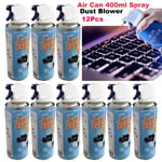 12x 400ml Compressed Air Cleaner Spray Can Canned Laptop Keyboard Mouse UK