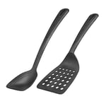 Westmark 283722E6 Lot de 2 spatules + cuillères pour ustensiles de cuisine revêtus en plastique Noir