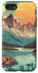 Coque pour iPhone SE (2020) / 7 / 8 Rocky Mountain Lake Vintage Paysage graphique