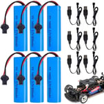 Batterie 14500 Rechargeables, 6 pièces 3.7V 800mah Rechargeable avec 6 Chargeurs USB SM-2P Plug, Pile 3.7v Rechargeable für RC Fahrzeuge, Boote, Panzer, Autos, Schiffe,Roboter.[G1212]