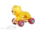 Leopard Pull Along Toy - Animal Push and Pull Along Toys for 1 Year Olds, Toddler, Wooden Walker - 1st Birthday Gifts for Baby Boys and Girls - Early Development & Activity Toys by Orange Tree Toys