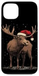 iPhone 13 Christmas Magic Moose in Santa Hat Costume for Cozy Xmas Case