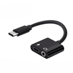 Typ-C-adapter Aux-hörlursadapter USB c till 3,5 mm hörlursuttag Adapter Svart Black