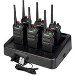 Retevis RT648 Talkie Walkie Professionnel, IP67 Étanche Radio Bidirectionnelle avec Chargeur 6 Voies, PMR 446 VOX Robuste Talkie-Walkie Longue Portée pour Chantier, Sécurité (6Pcs, Noir)