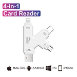 Rains-Lecteur De Carte Micro Sd/Tf Otg,Mini Adaptateur Mémoire Multiple Pour Iphone 6/7/8 11 Poly Plus Urgent Ipad Otg - Type White