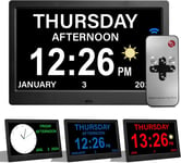 10" Pouce Lcd Horloge Numérique Calendrier Avec Date Jour Et Heure Horloge Non-Abrégée Auto Dimming 8 Langues Hd Display Rappel Pour Alzheimer Les Personnes Âgées Et Les Enfants