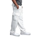 Men's Solid Color Drawstring Lounge Pants White L