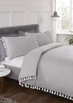 Rapport Grey Tassel Single Duvet Cover Set Qulit Cover Bedding Set