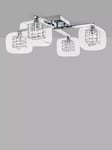 Impex Avignon Glass Cube Semi-Flush Ceiling Light, Chrome