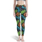 Ballbollbll Dinosaur Green Bone Pantalon de yoga pour femme Taille haute et contrôle du ventre Sans coutures Pour Pilates, gym, course à pied, loisirs quotidiens Blanc M