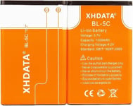 XHDATA Rechargeable Battery BL-5C 3.7V 1500mAh for Radio 2 Pieces Orange 