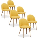 Intensedeco - Lot de 6 chaises scandinaves Cecilia tissu Jaune