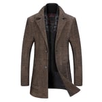 Mens Winter Coat Slim Fit Padded Wool Trench Coats Long Thick Elegant Jacket Overcoat