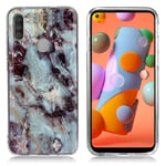 Samsung Marble Galaxy A11 kuoret - Teal / Musta Marmori