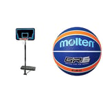 Lifetime 1268 Streamline Portable Basketball System, 7.5 to 10 Foot Telescoping Adjustment & Molten GR Basketball, Indoor/Outdoor, Premium Rubber, Size 6, Impact Colour Blue/Orange, (BGR7-NOR)