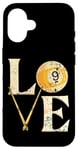 Coque pour iPhone 16 Snooker table de billard boules de billard "LOVE" billard