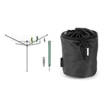 Brabantia - Lift-O-Matic - 60 Metres of Clothes Line - Metallic Grey - ø 312 cm & Premium Peg Bag - Durable and Weather Resistant - Storage for up to 150 Pegs Black - 28 x 18 x 17.5 cm