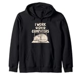 I Work On Computers Persian Longhair Cat Zip Hoodie