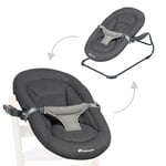 Bebeconfort Timba Baby, Transat 2-en-1, Naissance à 6 mois, 0-9 kg, Kit nouveau-né pour chaise haute bois Timba, 2 positions d'inclinaison, Siège molletonné, Harnais 3 points, Tinted Graphite