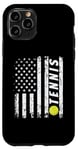 Coque pour iPhone 11 Pro Tennis USA Flag America Ball Sports