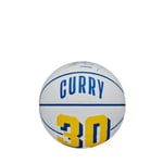 Wilson Ballon de Basket, NBA Player Icon Mini, Stephen Curry, Golden State Warriors, Extérieur et Hall de Sport, Taille: 3, Bleu/Jaune