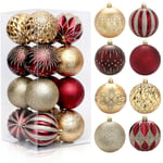 Yzmrbdqc - 16 pièces boules de noël ornements, rouge et or incassable brillant mat scintillant arbre de noël boules suspendues ensemble pour arbre de