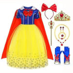 Snövit prinsessklänning kjol Halloween fest cosplay kostym flickor endast accessoarer kit 110cm