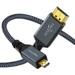 Twozoh Micro HDMI to HDMI Cable 10M, High Speed HDMI D to HDMI A 2.0 Braided support 3D 4K 60Hz 1080p for GoPro Hero 7/8/9, Sony Camera, Raspberry Pi 4, Nikon B500