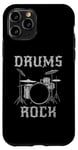 Coque pour iPhone 11 Pro Batterie Rock, batteur fête des pères musicien rock Goth