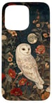 iPhone 15 Pro Max White Owl Moon Flowers Cottagecore Case