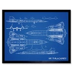 Artery8 SR-71 Blackbird Habu US Aircraft Spy Plane Blueprint Plan Art Print Framed Poster Wall Decor 12x16 inch