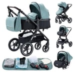 YAZOCO Poussette 3 en1 Compacte Poussette CombinéEs Anstout Terrain Luxe Haut Paysage Quadruple Pliable Canne Bébé Poussettes Confort Convient aux Nouveau Nés