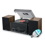 Platine vinyle Muse MT-120 MB avec système CD, Bluetooth, USB, stéréo 3 vitesses 33/45/78 tours, Ampoule DIAMS LED