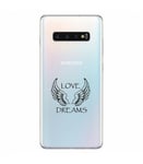 Coque Galaxy S10 love dreams ailes noir transparente