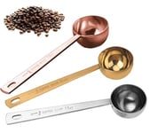 3 Pièces Cuillère Doseuse Café, Cuillère Doseuse à Café en Acier Inoxydable, Long Manche Cuillère Doseuse à Café, Cuillère à Mélanger pour Sucre Poudre de ProtéInes Café Moulu Expresso Café en Grains